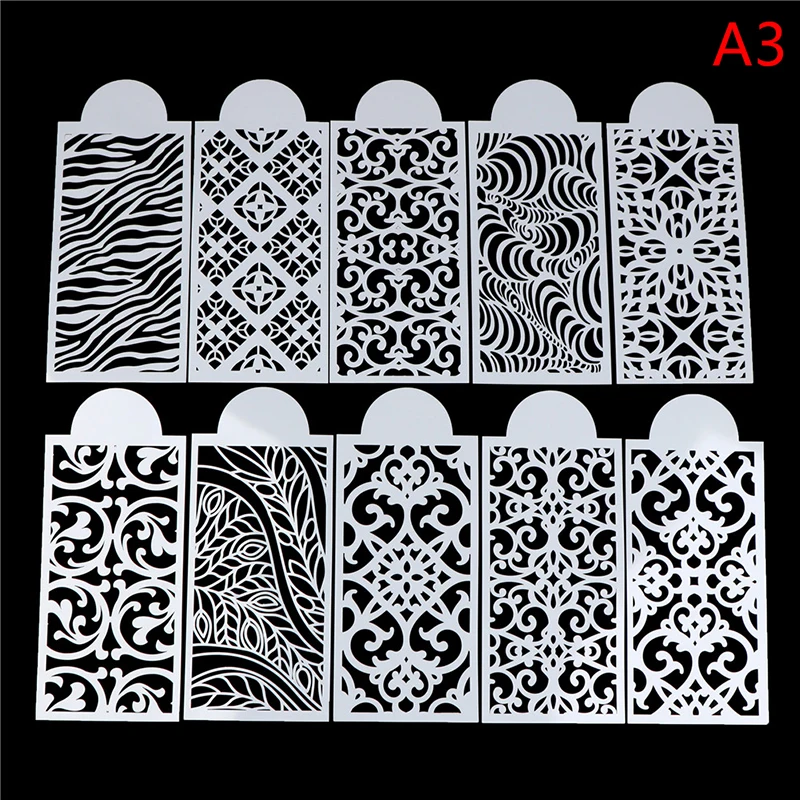 

10Pcs Cake Wave Decoration DIY Template Mold Plastic Pad Strew Duster Spray Flower Baking Tool Moulds Mandala Totem Stencil Lace