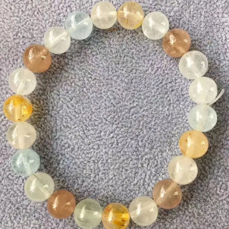 

(7) 1 браслет, как на фото, Φ 22-23beads, 100% натуральный красочный Топаз, браслет, бусины AKAC