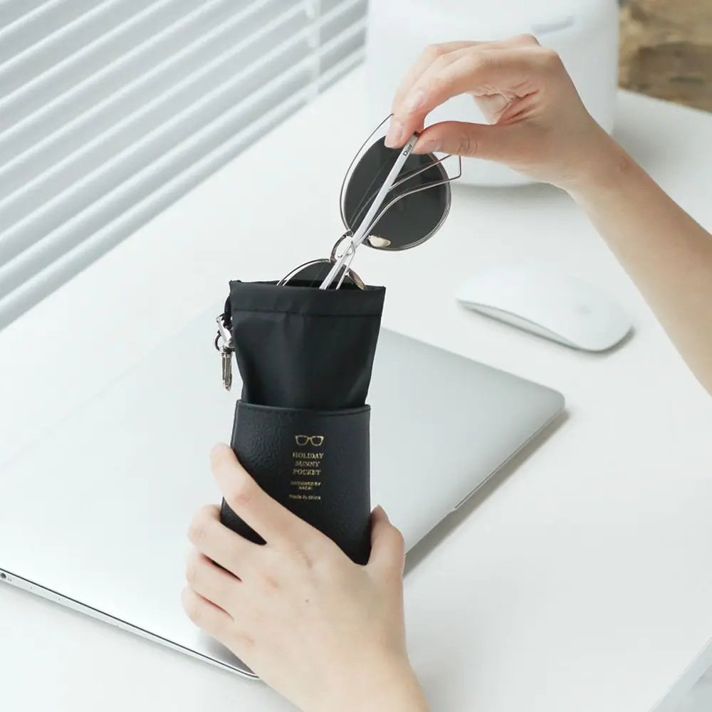 

1pcs Soft Leather Drawstring Glasses Pouch Sunglasses Protector Women Waterproof Men Eyewear Case Drawstring Storage Bag