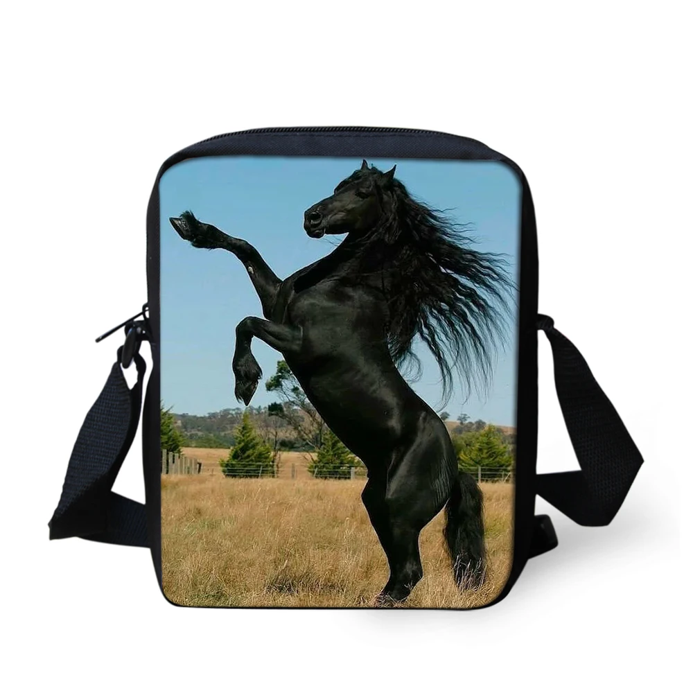 

Friesian Horse Print Messenger Bag for Teenager Girls Boys Shoulder Bags Women Kids Mini Satchel Crossbody Purse Bags
