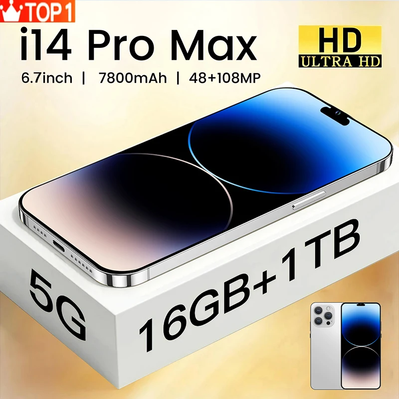 

Новый смартфон 14 Pro Max с разблокировкой по отпечатку пальца, безрамочный дисплей 6,7 дюйма, распознавание лица, телефоны с 4G/фотографией, 6800 мАч, телефон глобальной версии