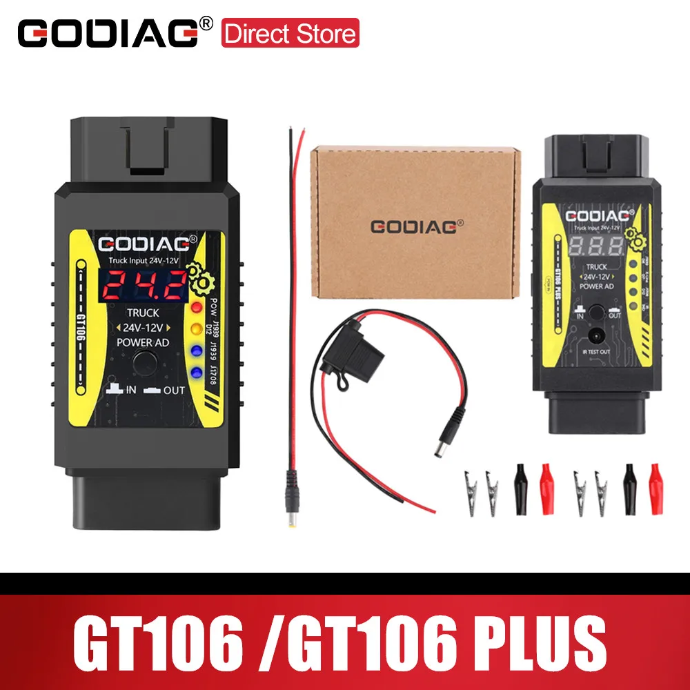 

Godiag GT106 Plus 24 В до 12 В адаптер для тяжелых грузовиков для X431 для преобразователя грузовиков Поддержка диагностики тяжелых автомобилей ThinkCar