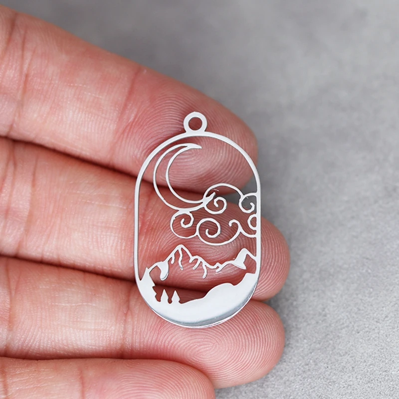 Креативные Серьги-кисточки из нержавеющей стали в форме Луны, модные подвески для изготовления ювелирных изделий, ожерелье, антиоксидантный кулон