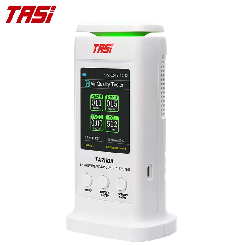 

Мини-детектор газа TASI TA7110A, измеритель температуры и влажности, TVOC PM2.5 PM10 CO2, тестер качества воздуха