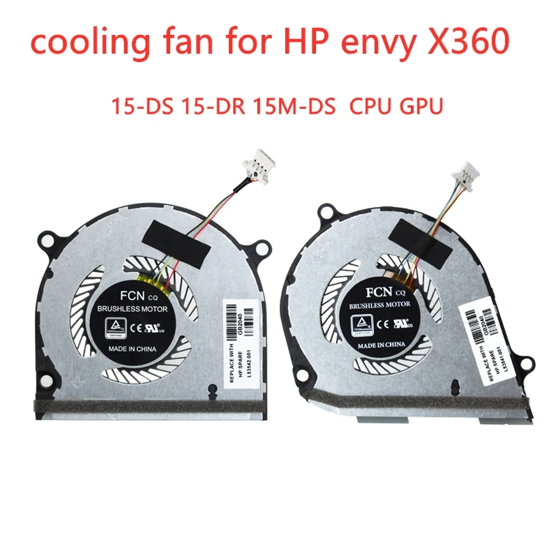 L53542 L53541 001 Computer Fans For HP Envy X360 15-DS 15 DR DR0004TX 15M DS DS0011DX GPU Graphics card CPU Cooling Fan Cooler