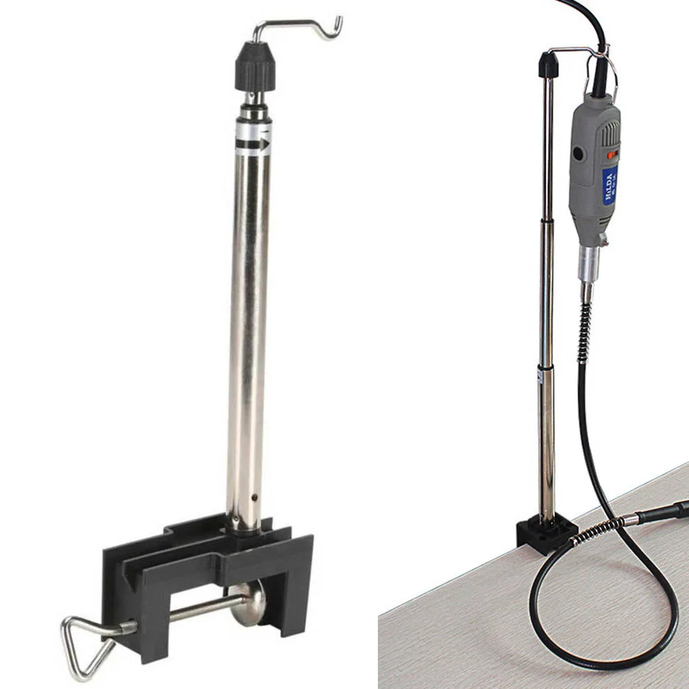 

360 Degrees 21In Rotary Tool Bracket Rotary Grinder Stand Holder Clamp-on Holder For Flex Shaft Rotary Tool Accessories
