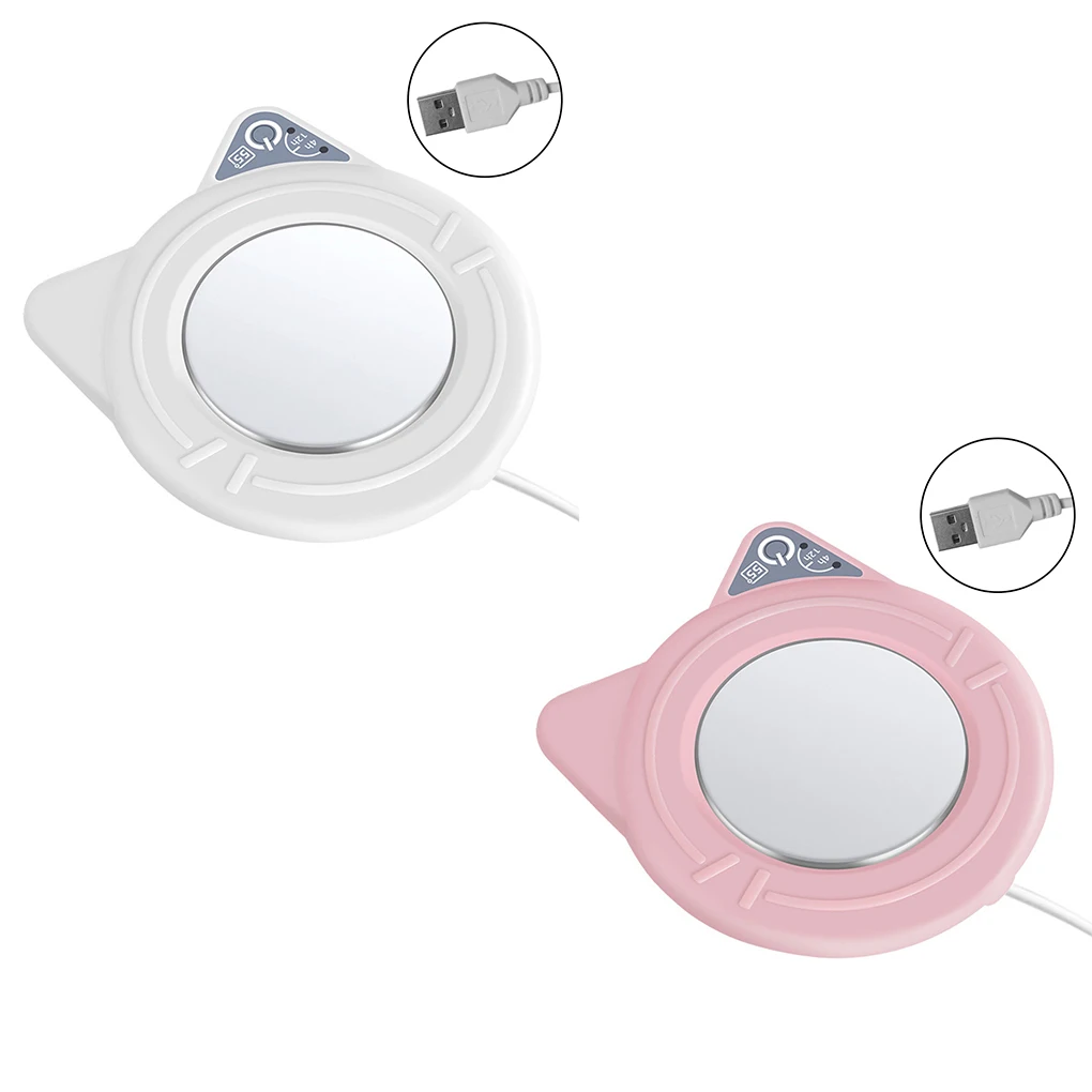 

Cup Warmer 5W Electric 55 Timing Cup Heater Cartoon Portable Bottle Mug for Home Office White