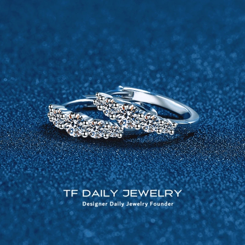 Сертифицированные серьги-кольца из белого золота 18 карат для женщин градиентный