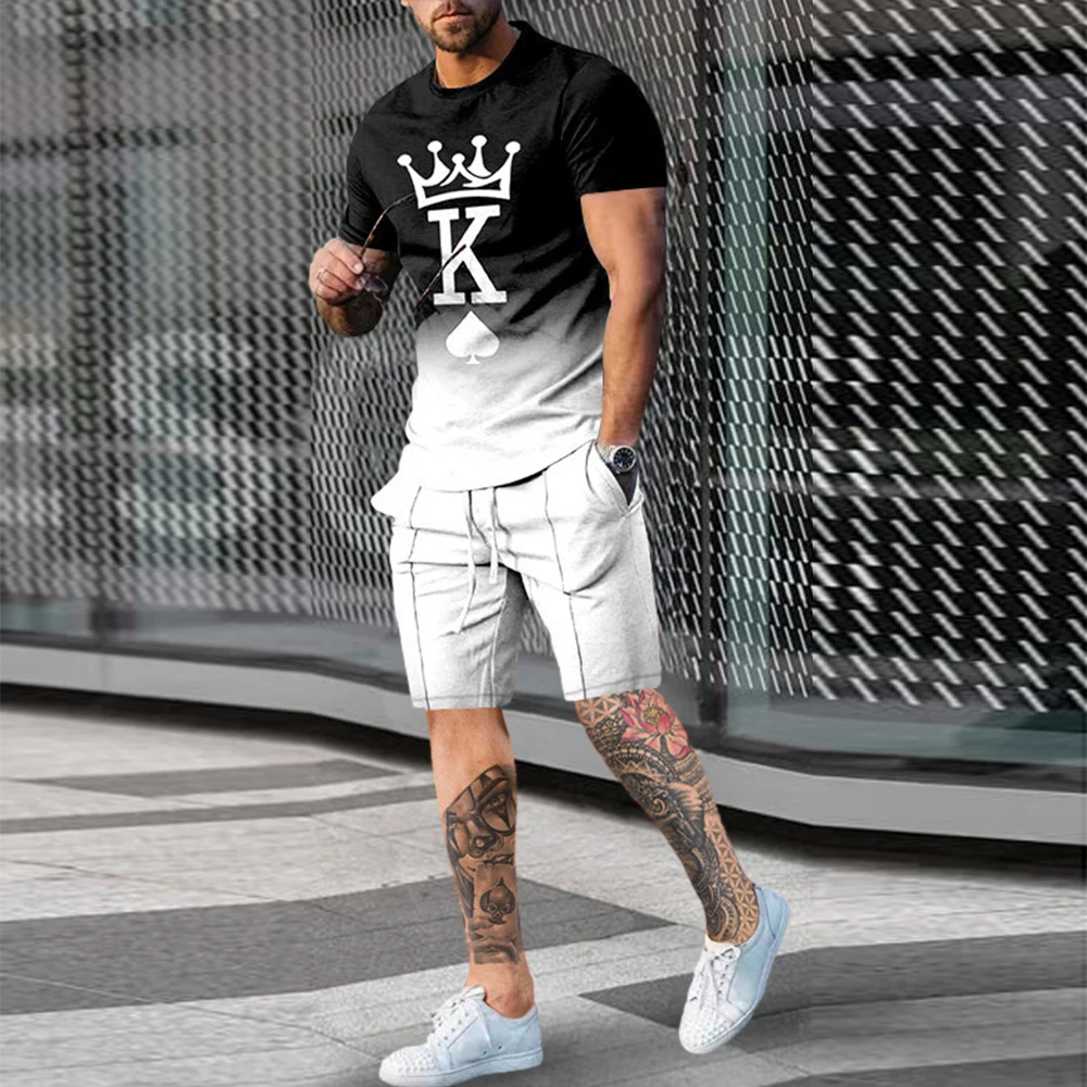 2023 Summer Men's Tracksuit T-shirt Sets Sportswear Oversized Beach Clothing 3D Printed T-shirt Shorts Suit Men's T-shirt Suit