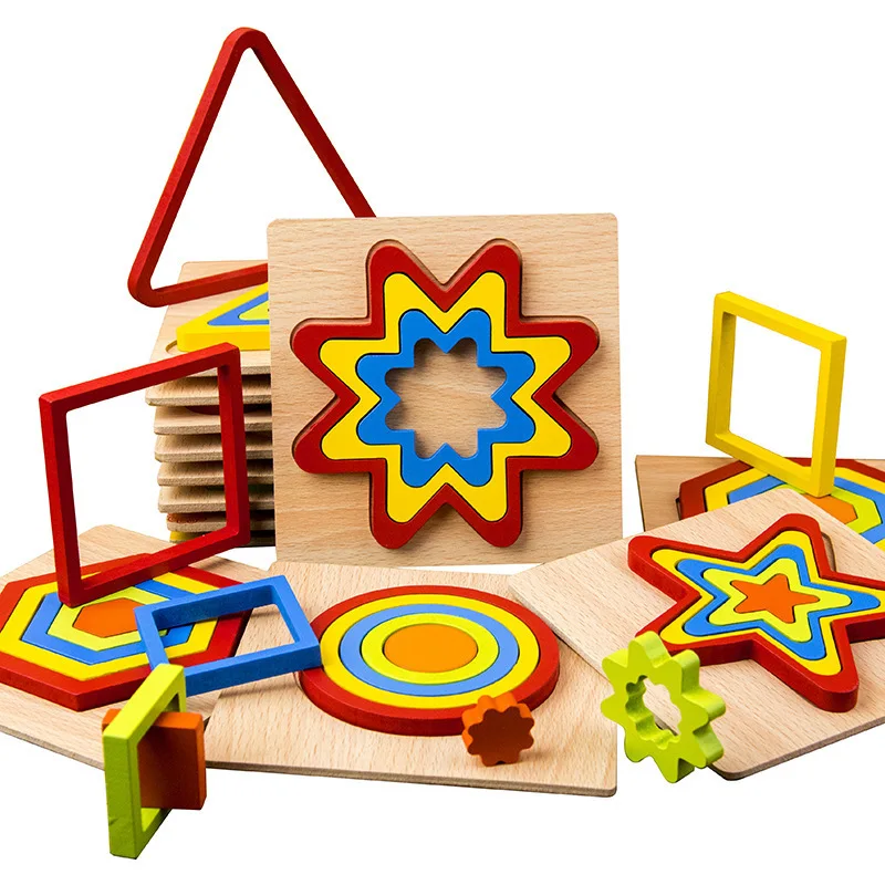 

3D Montessori Tangram Wooden Puzzle Geometry Jigsaw Puzzle Wooden Constructor Board game educational toys for children gifts