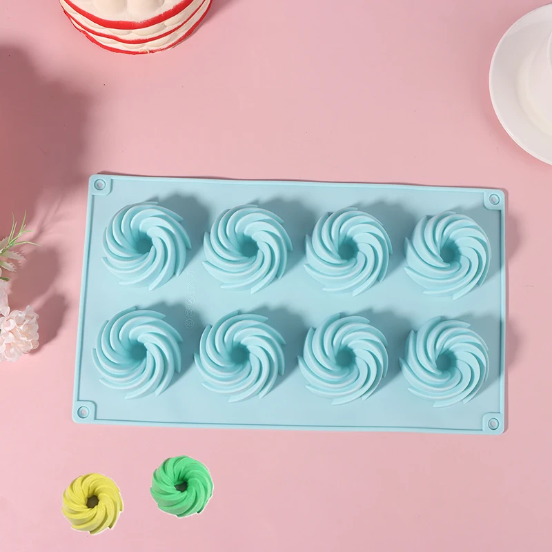 

8 Holes Spiral Shape Silicone Cake Mold Mousse Dessert Baking Chocolate Donuts Bakeware Pastry Mould