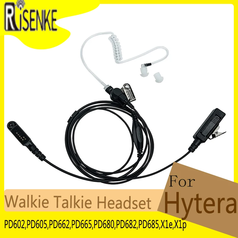 RISENKE Earpiece for Hytera PD600,PD602 602G,PD605,PD660,PD662 662G,PD665,PD680,PD682 682G,PD685,X1e,X1p Walkie Talkie Headset
