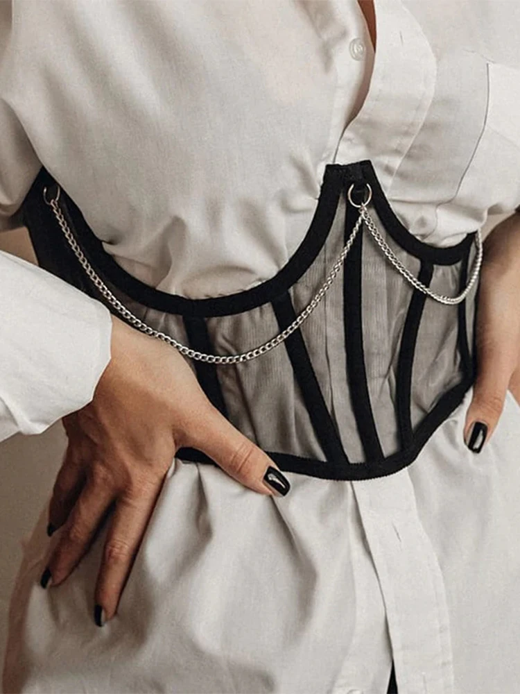 

Sexy Corset Underbust Women Gothic Corset Top Curve Shaper Modeling Strap Slimming Waist Belt Chain Lace Corsets Bustiers