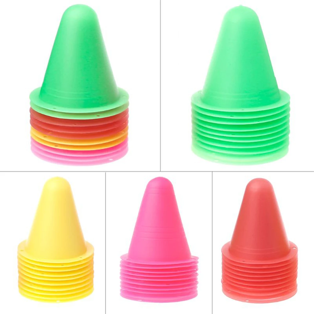 

10Pcs Platic Marker Cones Sports Agility Training Marker Cone for Soccer Roller Skating Football Slalom Practice Training Tool