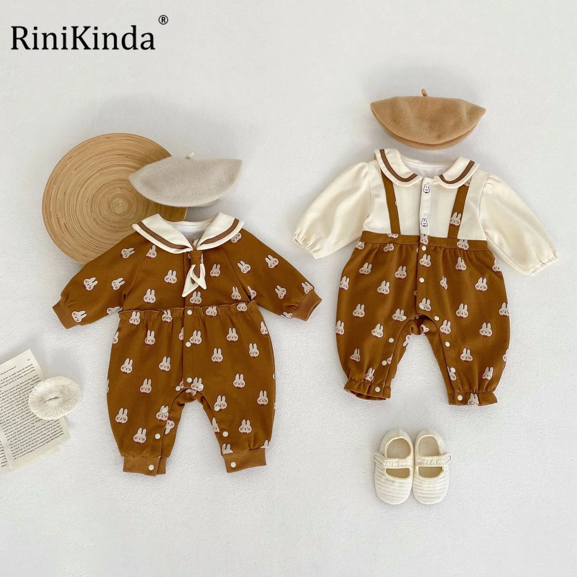 

RiniKinda Autumn Newborn Infant Baby Boys Girls Romper Playsuit Overalls Cotton Long Sleeve Baby Jumpsuit Newborn Clothes