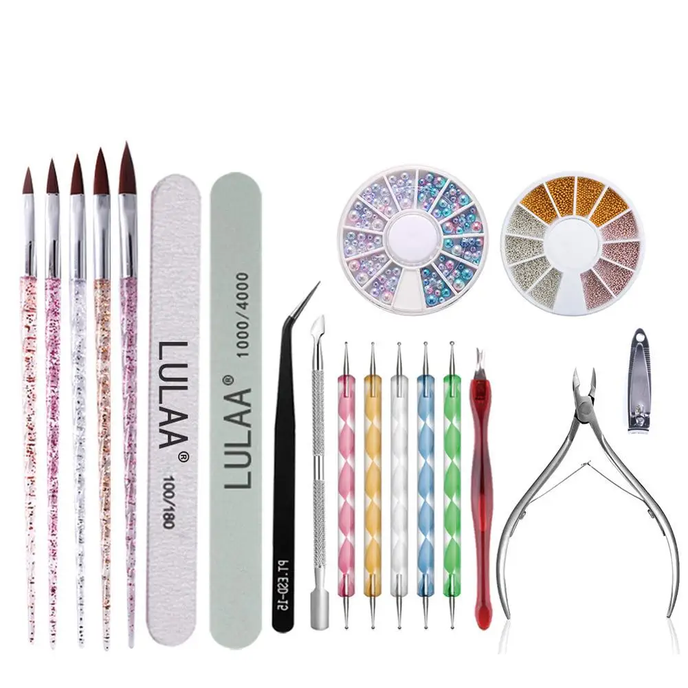 

11 Piece Set Nail Polish Strips Nail File Shallow Rhinestone Jewelry Brush Tip Drill Pen
