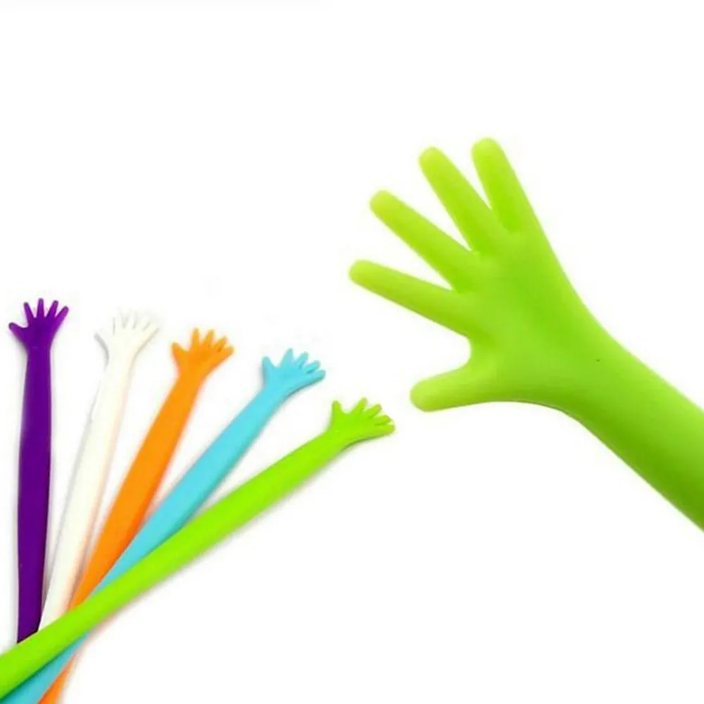 5 шт. разноцветные пластиковые палочки для коктейлей в форме ладони