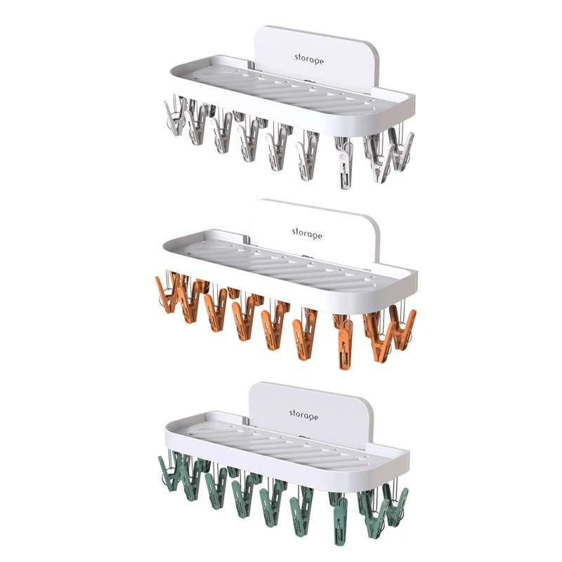 

Folding Clothes Hanger Multifunction 17 Clips Drying Rack for Socks Underwear