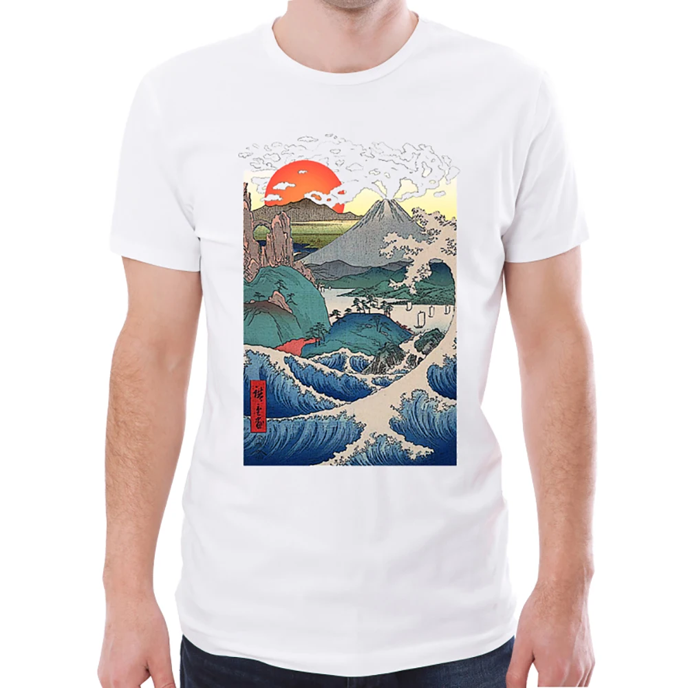 

Мужская футболка с рисунком в виде заката, лето 2022