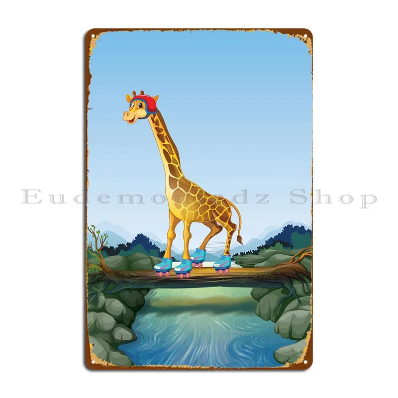 

Giraffe Cartoon Metal Signs Custom Party Kitchen Club Wall Cave Tin Sign Poster