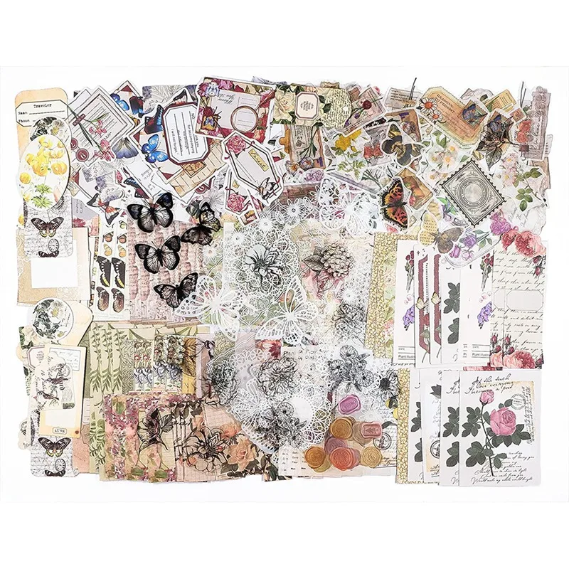 

260 Piece Ephemera Set, Vintage Scrapbooking Supplies Pack, Vintage Paper And Paper Stickers, Art Craft Gifts, Letters