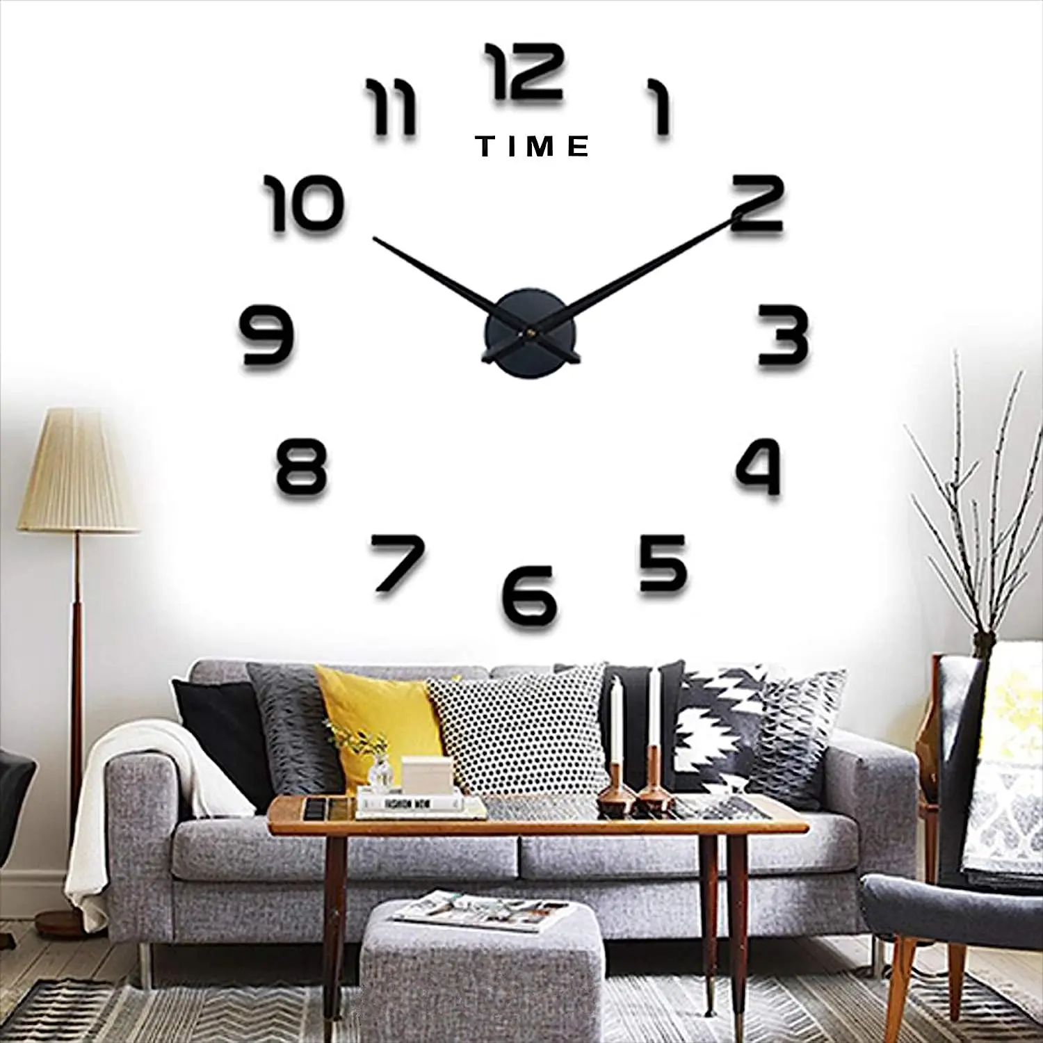 

Reloj de Pared Moderno DIY, Etiqueta de La Pared del Reloj Mudo 3D, tamaño Grande, Fácil de Montar, para el Hogar, Oficina, De