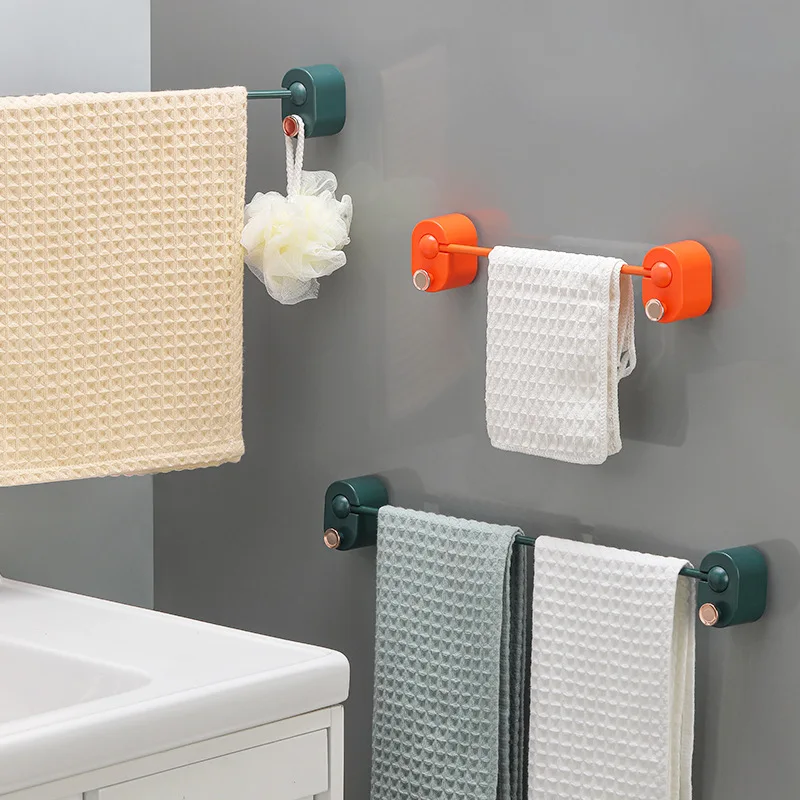 

Non-Perforated Towel Shelf Bathroom Wall Hanging Bathroom Towel Single Rod Storage Rack Toilet Storage Rack