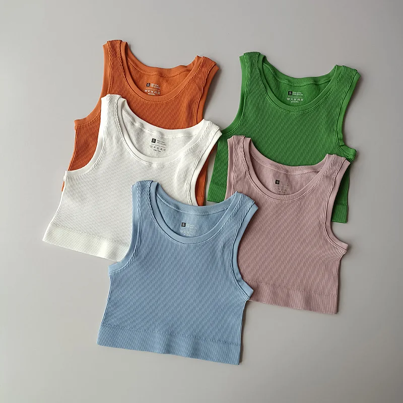 Seamless single layer sports I-line vest women's speed Dry Running Fitness Bra Sleeveless small vest smock outside wear