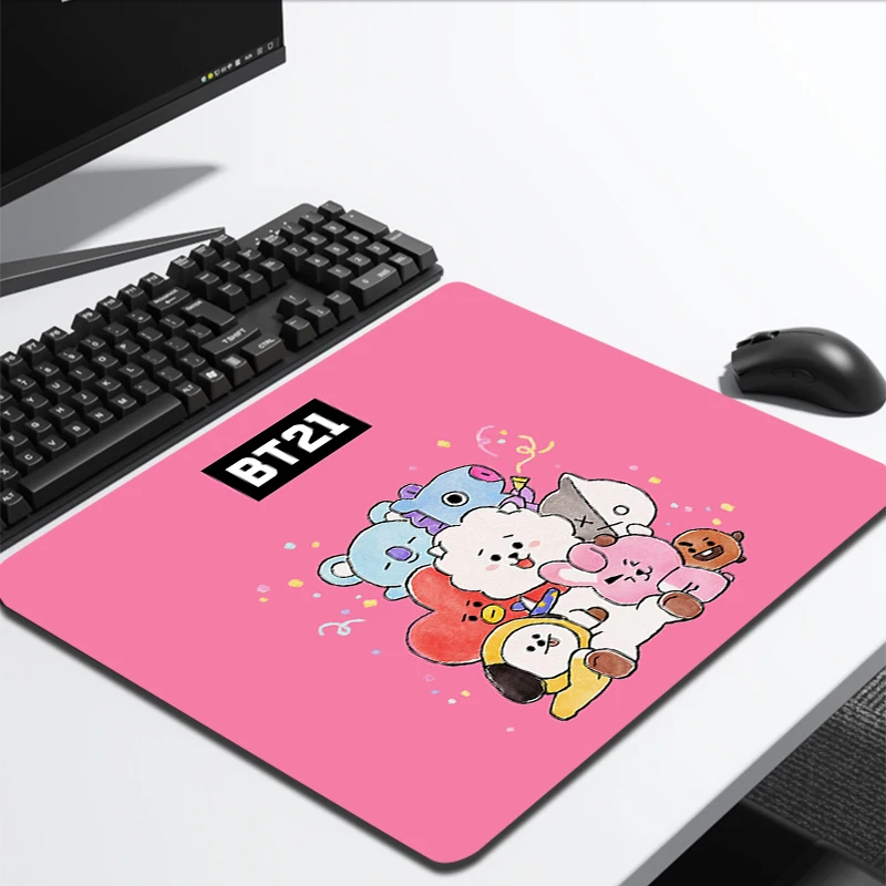 

Small Desk Mat Gamer Mousepad Bt21 Mouse Pad Office Desk Pads Anime Cute Kawaii Mousepad Mouse Mats For Computer Pads 20x25cm