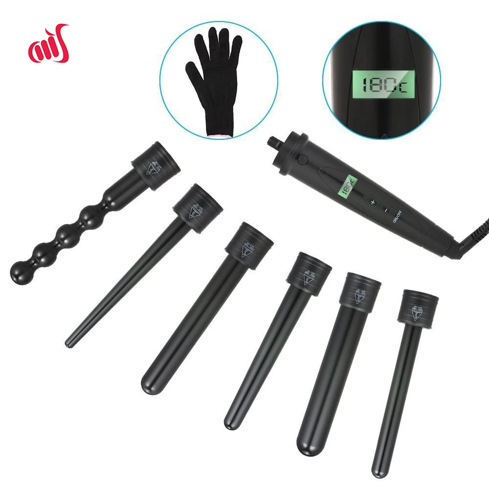 

Hair curler Ceramic curling irons 6 in 1 Interchangeable Wand Set boucleur cheveux modelador de cachos Hair Styling tools