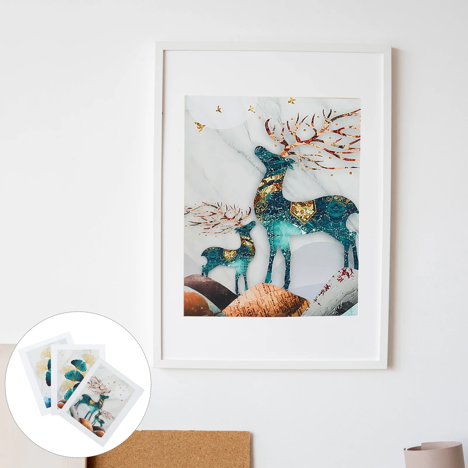 

Wall Decor Painting Canvas Prints Living Room Deer Picture Vintage Bedroom Decorative Artwork Ginkgo Leaf Oil Elk Aesthetic