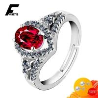 retro women ring 925 silver jewelry oval shape ruby zircon gemstones accessories open finger rings for wedding engagement party