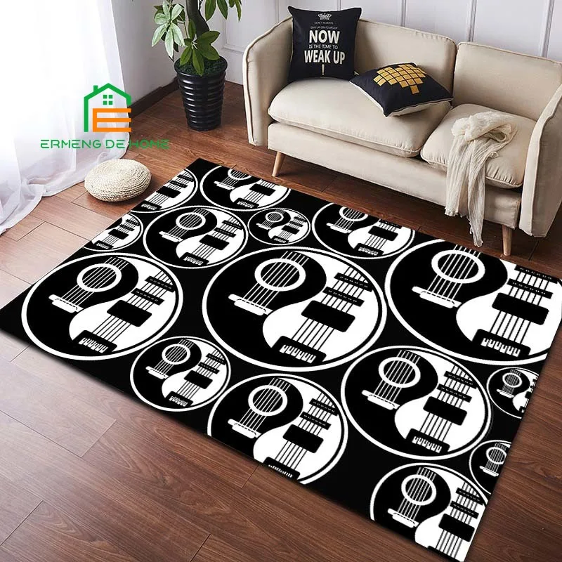 

Music Notes Guitar Pattern Carpet Rug Door Mat 3D Pattern Printing Carpet Hall Bedroom Cold Pressing Fashionable Carpet 14 Sizes