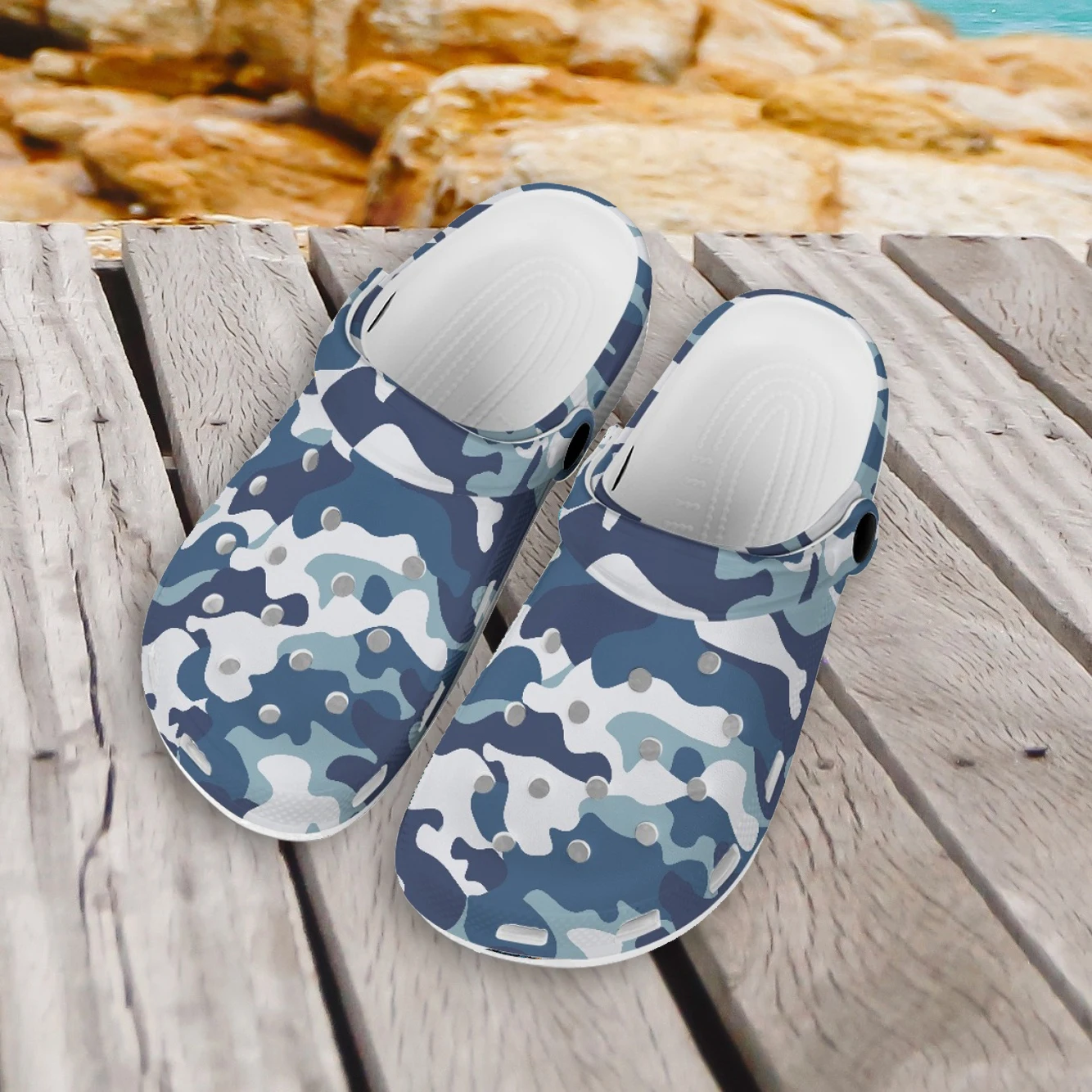 

ELVISWORDS летние уличные Нескользящие сандалии камуфляжные дышащие пляжные туфли на плоской подошве унисекс удобные тапочки для дома и спальн...