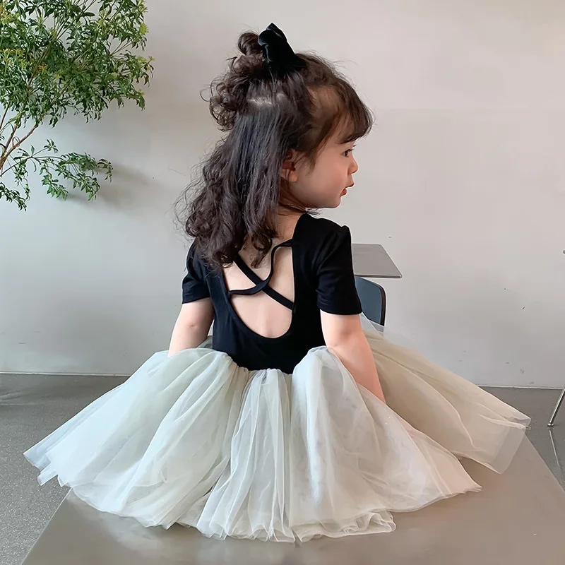 

Лето 2023, платья для маленьких девочек, Модное бальное платье с вырезами на спине, платье принцессы, фатиновое платье-пачка, детское танцевальное платье