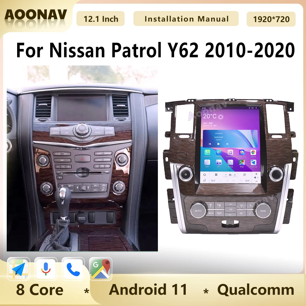 

Автомагнитола на Android 11 для Nissan патруль Y62 2010-2020, автомобильный стереопроигрыватель Qualcomm, мультимедийный плеер с GPS-навигацией, головное устройство для Carplay
