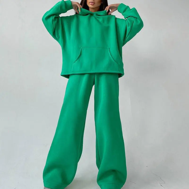 

Women's 2022 Hooded Tracksuit Two-piece Pullover Sweater and High-waisted Wide-leg Pants for Women's Fashion Street Wear