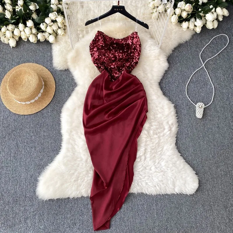 Женское асимметричное платье-комбинация без рукавов винтажное летнее платье с