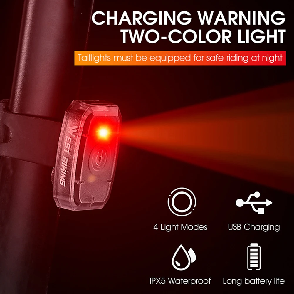 

Bike Taillight Waterproof Riding Warning Rear Light Led Usb Chargeable Mountain Cycling Tail-lamp Lamp Light Camping Runing
