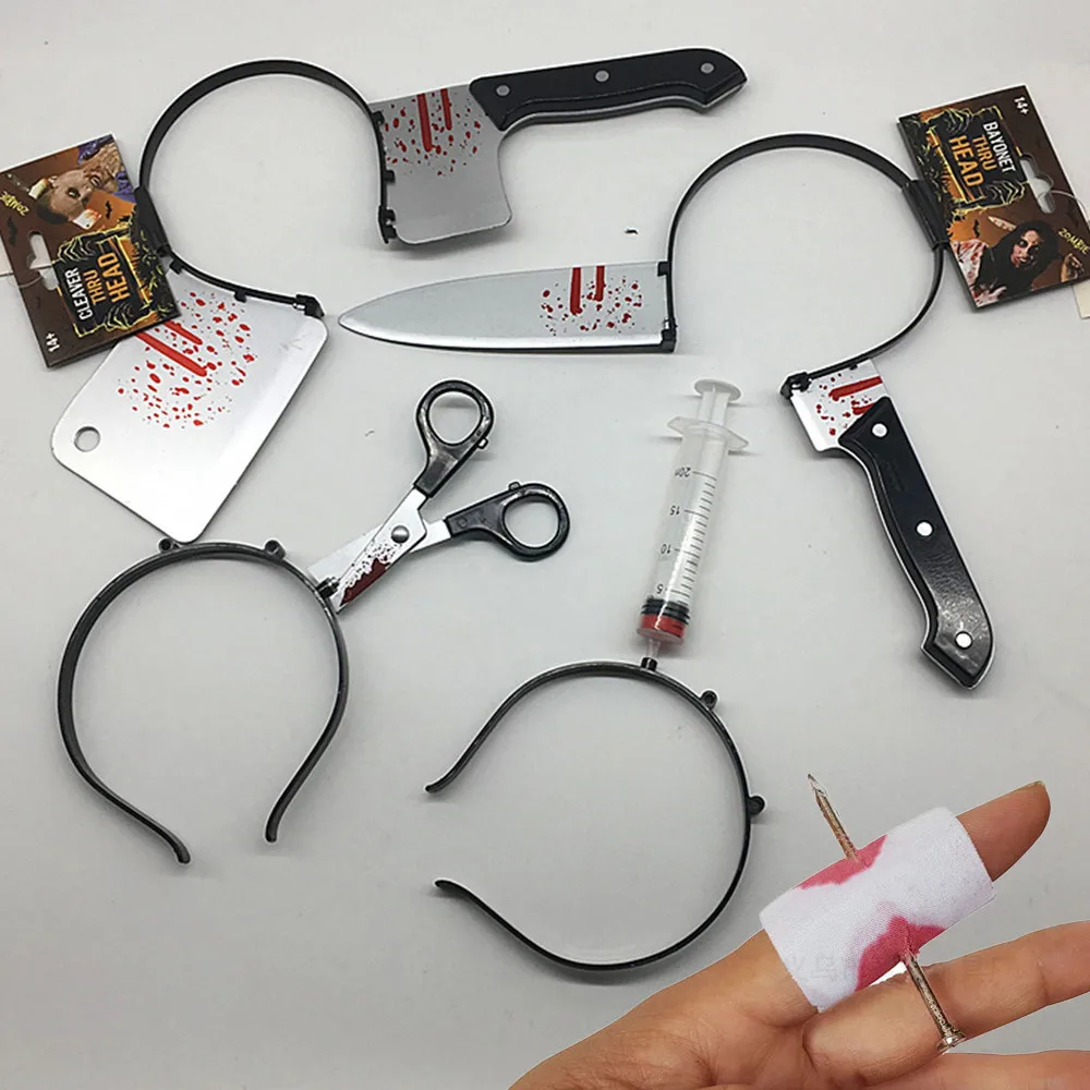 Страшный головной убор на Хэллоуин искусственные пилы крови нож искусственное