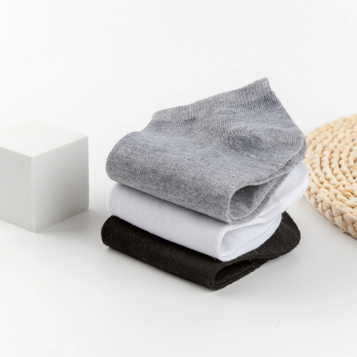 5pairs Low Cut Men's Socks Solid Color Black White Grey Breathable Cotton Sports Socks Male Summer Short Ankle Socks Women Men