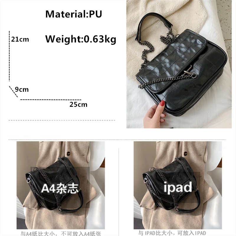 2022 New Fashion High-end Foreign Style Diamond Chain Bag Retro Shoulder Bag Large-capacity Tote Bag Women's Messenger Bag 