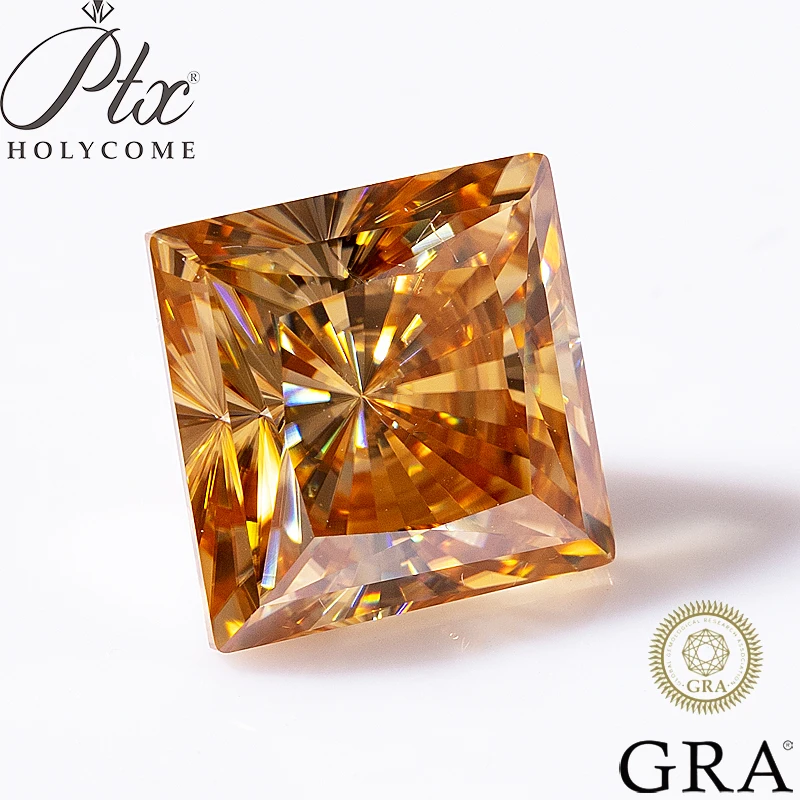 Color Champagne suelto anillo piedras princesa hielo brillante de diamantes de piedras preciosas VVS1 claridad de la fabricación de la joyería