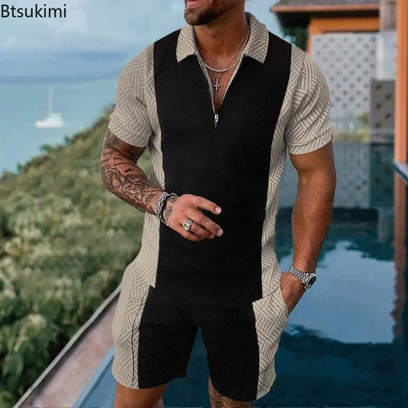 2023 Men's Summer Casual Tracksuit Short Sleeve Polo Shirt and Shorts Suit Two-Piece Set Male Summer Clothing Streetwear Sets 3D