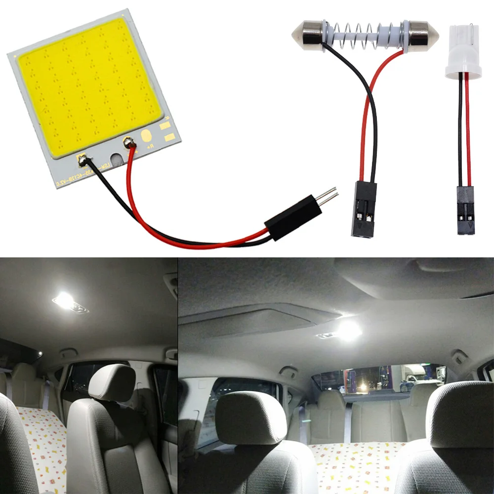 

T10 C5W Car Led Cob 16/24/36/48SMD White Parking Bulb Auto Interior Reading Panel Lamp Super Bright Festoon License Plate Lights