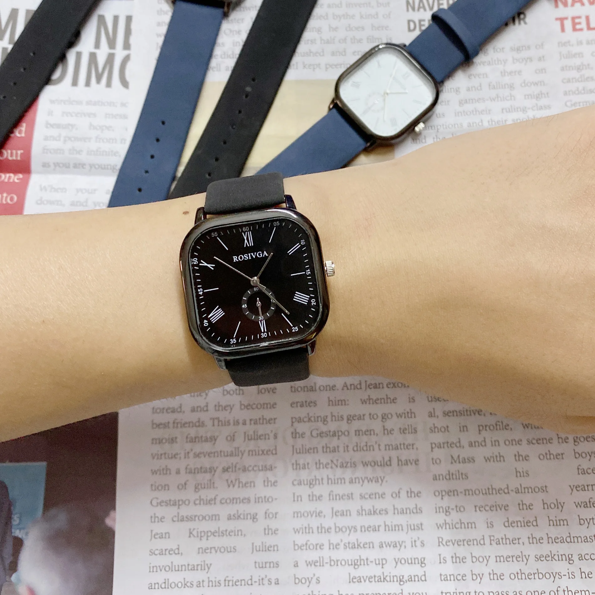 

New Square Fashion Casual Quartz Watch Men Women Hipster Imitation Leather Belt Simple Tide Temperament Daily Wear Wristwatch