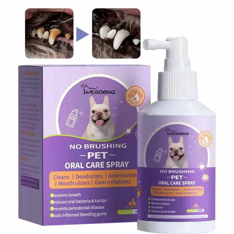 

Dog Breath Spray 50ml Teeth Cleaning Spray Healthy Teeth Gums And Oral Health Care For Your Pet Removes Tooth Stains And