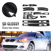 18pcs 5d glossy carbon fiber sticker vinyl decal trim stylish well protective decorative fit for bmw 5 series e60 2003 2010