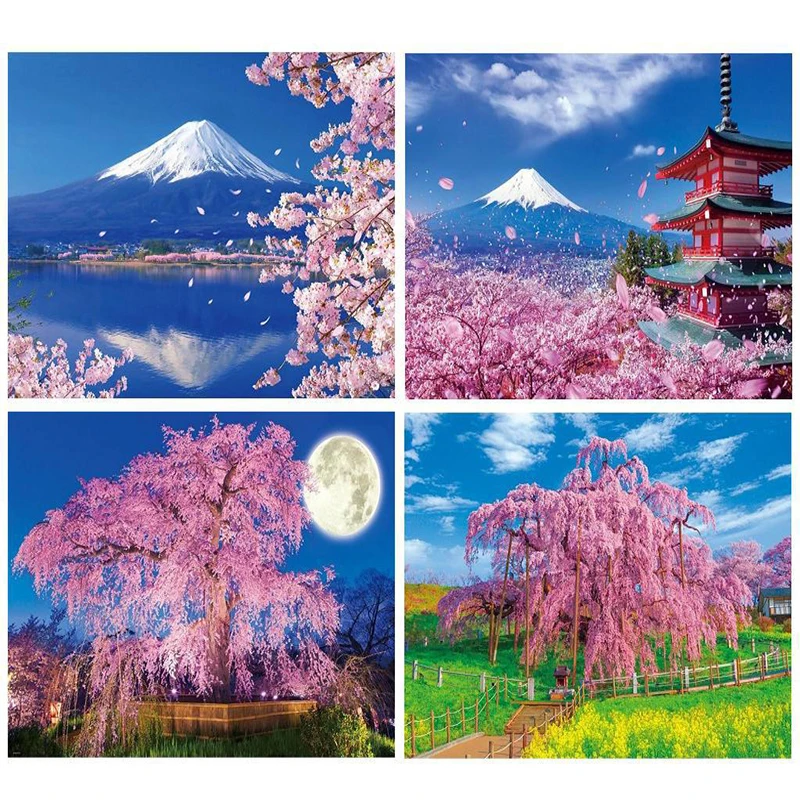 

5D Diamond Painting Mount Fuji Sakura Full Diamond Art Embroidery Living Room Office Home Decor Diy Diamond Cross Stitch Kits