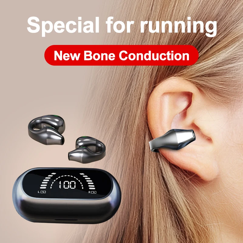 2023 Original Bone Conduction Bluetooth Earphones Open Ear Clip Wireless Headphones with Mic Sports Headsets for Android&iPhone